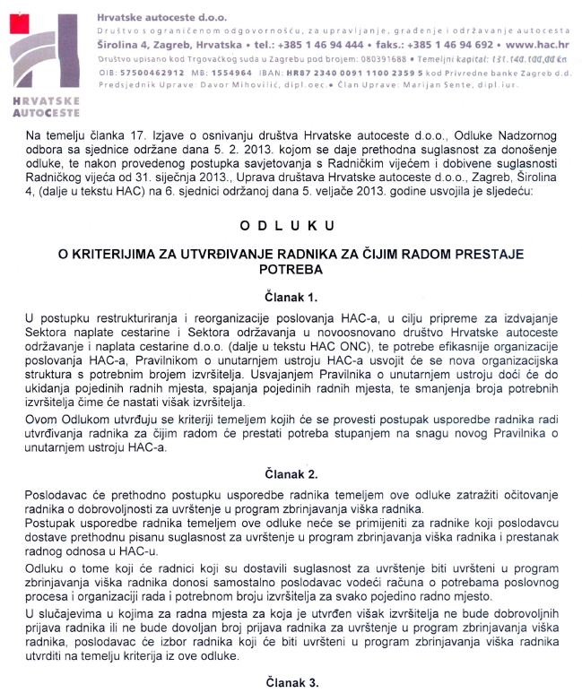 Odluka o kriterijima