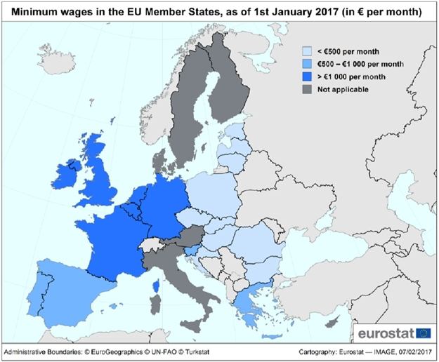 2017 2 15 minimalne place u europi gdje su najvise gdje najn